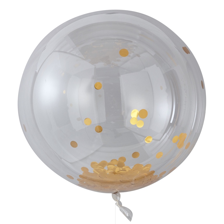 Konfetové Guľaté Balóny - 90 cm - Zlatá (3ks)
